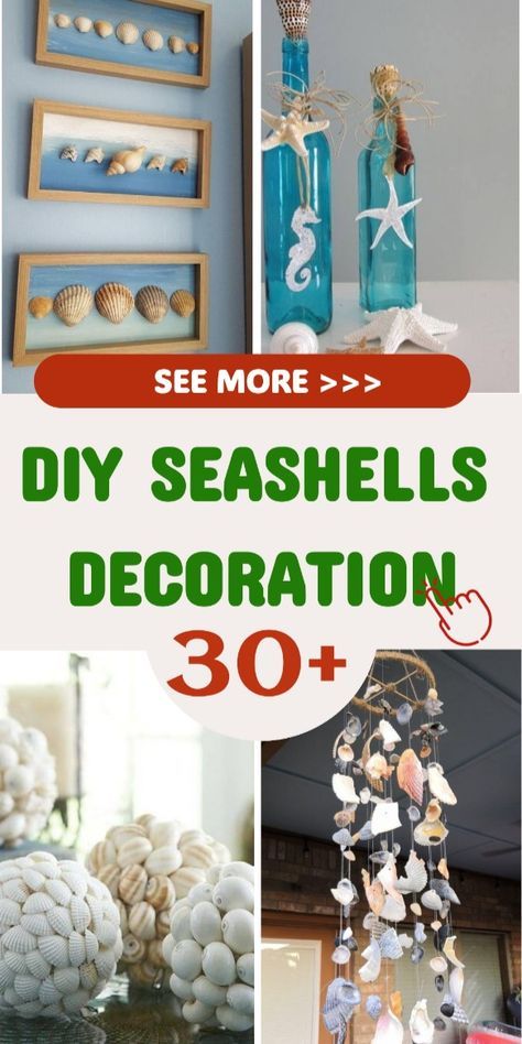 31 DIY Home Decoration Ideas With Seashells Ideas With Seashells, Seashell Centerpieces, Seashell Art Diy, Beach Crafts Diy, Decorating A Home, Sea Shells Diy, Diy Beach Decor, Diy Home Decoration, Shells Diy