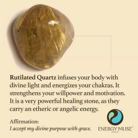 Rutilated quartz Energy Muse, Crystal Therapy, Divine Light, Crystal Healing Stones, Crystal Magic, Jewelry Beautiful, Rocks And Gems, Rough Gemstone, Energy Crystals