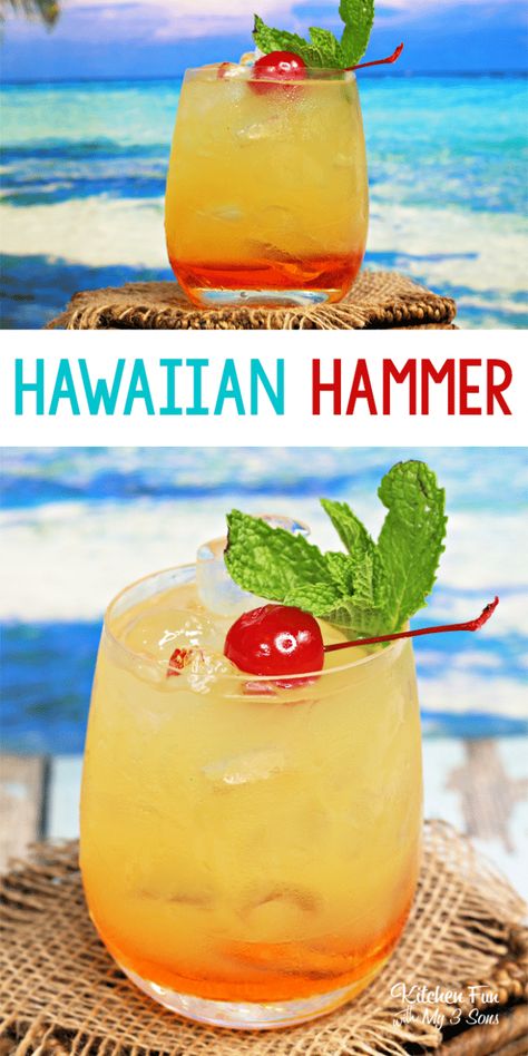 Hawaiian Drinks, Yummy Summer Cocktails, Easy Alcoholic Drinks, Cocktail Drinks Alcoholic, Alcholic Drinks, Yummy Alcoholic Drinks, Mixed Drinks Alcohol, Liquor Drinks, Rum Drinks