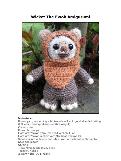 star wars wicket Amigurumi Patterns, Ewok Crochet, Wicket Ewok, Nerdy Crochet, Diy Crochet Amigurumi, Crochet Critters, Star Wars Crochet, Mini Amigurumi, Crochet Teddy Bear Pattern