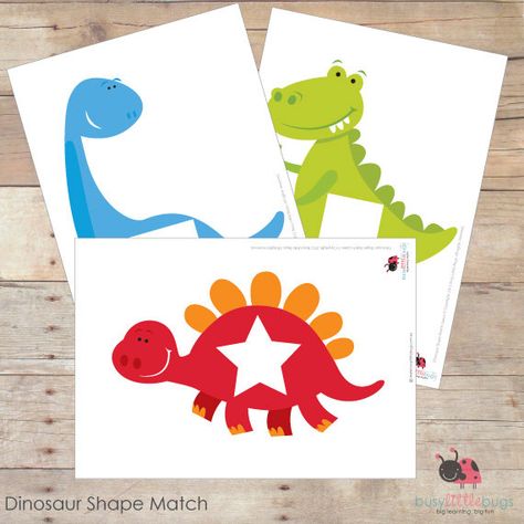 +Dinosaur+Shape+Matching+Printable Dinosaur Matching Game, Matching Game Printable, Dinosaur Shapes, Dinosaur Lesson, Dinosaur Theme Preschool, Dinosaurs Preschool, Dinosaur Activities, Match Game, Dinosaur Crafts