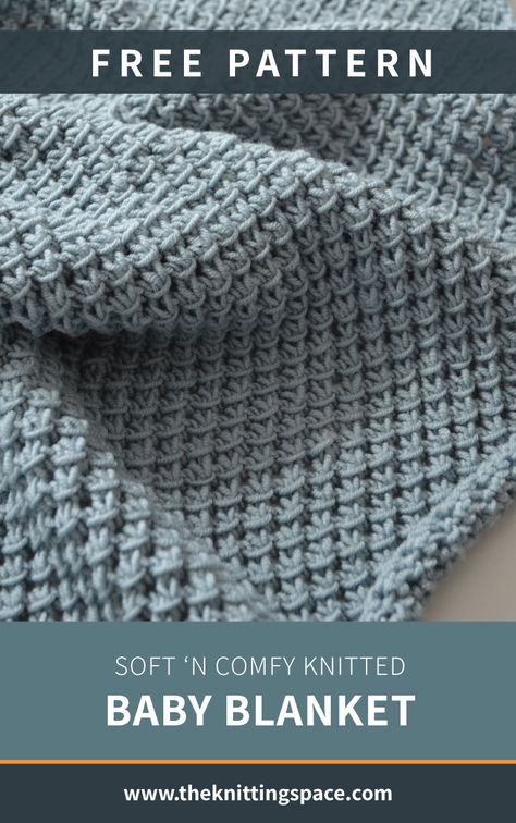 Make this simply stunning knitted baby blanket in time for the fall and winter seasons. This easy knitting project is ideal for experienced beginner knitters and makes for a thoughtful handmade baby shower gift. | Discover over 3,500 free knitting patterns at theknittingspace.com #knitpatternsfree #knittingforbabies #knittingsforbeginners #easyknittingpatterns #babyshowergifts #christeninggifts #baptismalgifts #handmadegifts #DIY Knit Throw Blanket Pattern, Baby Blanket Knitting Pattern Easy, Easy Knit Baby Blanket, Knit Baby Blanket Pattern Free, Free Baby Blanket Patterns, Throw Blanket Pattern, Knitting Patterns Free Blanket, Handmade Baby Shower Gift, Knitted Baby Blanket