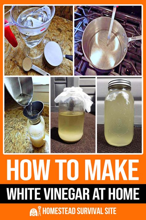 Making white vinegar is a cost-effective way to have a versatile food preservative, antiseptic, and cleaner. Here's how to make it. How To Make Distilled Vinegar, Homemade White Vinegar Recipe, How To Make Penicillin At Home, Making Vinegar From Scratch, Homemade White Vinegar, How To Make White Vinegar At Home, How To Make Vinegar White, White Vinegar Recipes, How To Make White Vinegar