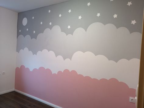 I just wanted to make my daughter's room look better so I got some good ideas from Pinterest. Not perfect but she loves the results. Girl Room Wall Paint, Daughter Room Design Modern, Baby Girl Room Paint Ideas, Baby Room Wall Painting, Kids Room Paint Ideas, Kids Room Wall Paint, Room Wall Paint, Diy Baby Girl, Stylish Kids Room