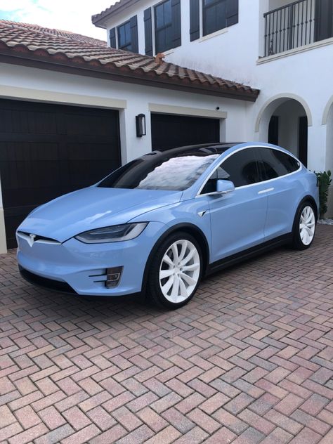 Tesla Custom Paint, Blue Tesla Aesthetic, Blue Tesla Model 3, Light Blue Car Interior, Tesla Model S Wrap, Tesla Model Y Blue, Light Blue Car Aesthetic, Tesla Model 3 Blue, Tesla Model X Wrap