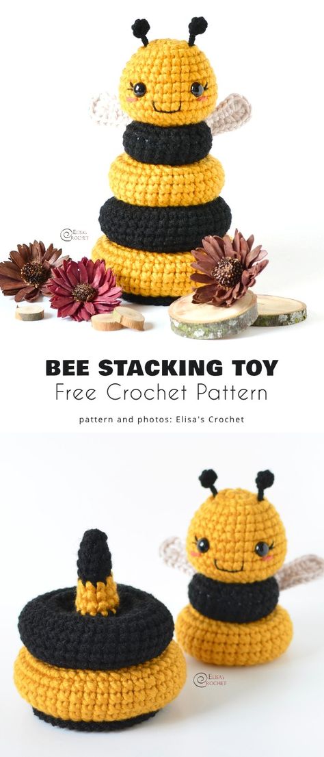 6 Best Stacking Toys Crochet Patterns - Your Crochet Crochet Baby Tous, Free Crochet Stacking Toys, Free Crochet Pattern Stacking Toy, Crochet Bee Stacking Toy, Crochet Stacker Toy, Crocheted Stacking Toys Pattern, Crochet Pattern Stacking Toy, Stackable Toy Crochet Free Pattern, Stacking Rings Crochet Pattern