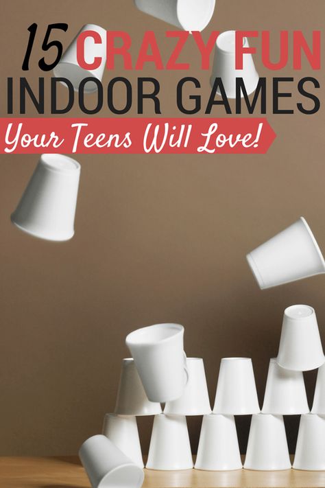 These indoor games for teens are perfect for entertaining a group of teenagers! Better yet, you probably have most of the materials on hand already. Indoor Games For Teens, Fun Indoor Games, Indoor Party Games, Teen Party Games, Youth Games, Youth Group Games, Minute To Win It Games, Sleepover Games, Activities For Teens