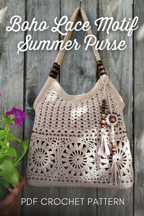 Boho Bag Pattern Free, Crochet Boho Purse, Crochet Boho Bag Pattern, Boho Bag Pattern, Crochet Handbag Patterns, Purse Patterns Free, Boho Crochet Patterns, Crochet Boho Bag, Crochet Beach Bags