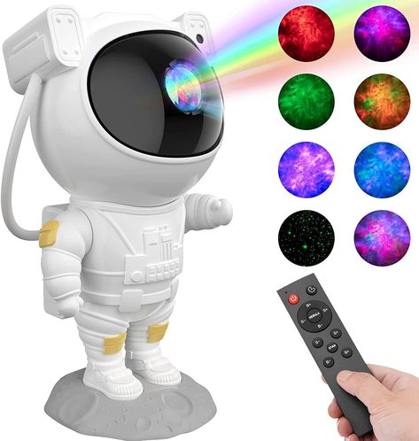 Astronaut Star Projector Night Light - Space Projector Galaxy Starry Nebula Ceiling Projection Lamp with Timer, Remote and 360°Adjustable, Gift for Kids Adults for Bedroom, Gaming Room Decor Aesthetic Space Led Lights, Space Room Asthetics, Astronaut Lights, Bedroom Ideas Space, Astronaut Lamp, Space Bedroom Ideas, Projector Galaxy, Astronaut Light, Boys Space Bedroom