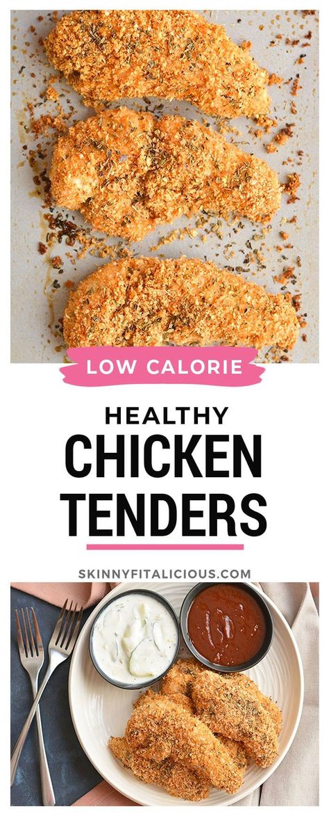 Low Calorie Gluten Free Dinner, Air Fryer Chicken Low Calorie, Low Cal Fried Chicken, Low Cal Chicken Tenders, Healthy Chicken Recipes Low Calorie, Low Calorie Chicken Tender Recipes, Low Calorie Breaded Chicken, Healthy Chicken Tenderloin Recipes Clean Eating, Low Calorie Dinner For Picky Eaters