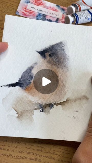 Winnie WATERCOLOR ARTIST on Instagram: "💡5 mins little bird Watercolor painting💡

For more realtime watercolor tutorials, please check it out on my Patreon page. Link in bio.

#birdwatercolor #birdwallart #birdpainting #paintingprogress #watercolorprocess #watercolortutorial #paintingtutorial #birdtutorial #easywatercolor #easypainting #watercolorbird #watercolorartist #watercolorvideo #watercolorart #watercolorsketch#torontoartistsofinstagram #canadianartist" Watercolor Blending Colors, How To Paint Birds In Watercolor, Bird Watercolor Tutorial, Watercolor Diy Tutorials, Watercolor Birds Tutorial Step By Step How To Paint, Bird Painting Watercolor, Painting Ideas On Canvas Watercolor, Watercolour Birds Painting, Watercolor Bluebirds