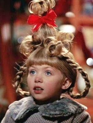 Cindy Lou Who...hairdo!                                                                                                                                                      More Cindy Lou Hair, Cindy Lou Who Hair, Cindy Lou Who Costume, O Grinch, Whoville Hair, Le Grinch, Jim Carey, Grinch Who Stole Christmas, Cindy Lou Who