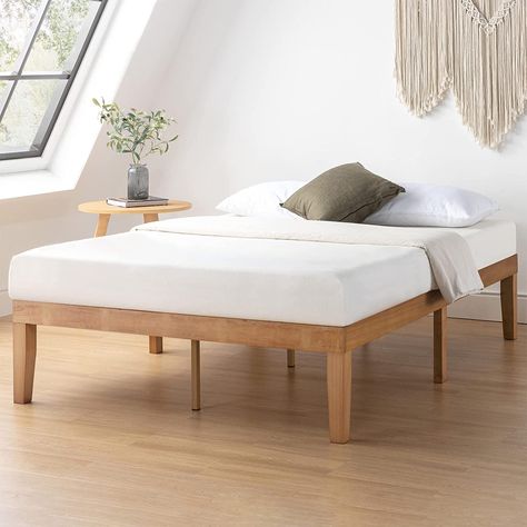 Mellow Naturalista Classic 16 Inch Solid Wood Platform Bed with Wooden Slats, Natural Pine, King #interiordesign #homedecor #bedroom #minimalist (paid link) Wood Platform Bed Frame, Wooden Platform Bed, Modern Platform Bed, Full Platform Bed, King Platform Bed, Solid Wood Platform Bed, Bed Throw Blanket, Queen Platform Bed, Queen Bed Frame