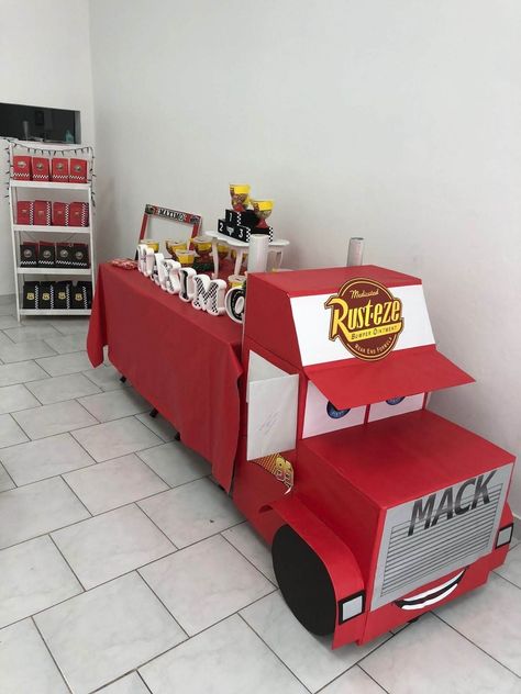 Mc Queen Theme Birthday Party, 2nd Birthday Lightning Mcqueen, Cars Decorations Party Lightning Mcqueen, Lightning Mcqueen Bday Party, Mack Birthday Party, Cars Bday Theme, 3rd Cars Birthday Party, Cars 5th Birthday Party, Pixar Car Themed Birthday Party