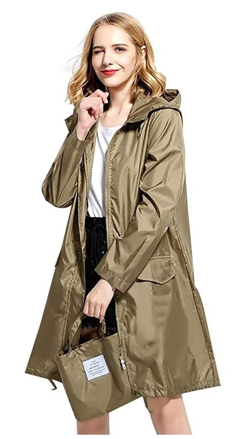 Rain Coats For Women Waterproof, Women's Rain Coats, Rain Coat Outfit, Rain Jacket Outfit, Fall Coat Outfit, Coat Outfit Casual, Packable Rain Jacket, Raincoat Outfit, Rain Coats