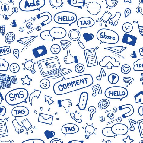 Social media in hand drawn doodles seaml... | Premium Vector #Freepik #vector #background #business-card #pattern #business Hand Drawn Doodles, Draw Logo, Pinterest Manager, Doodle Background, Single Line Drawing, Professional Graphic Design, Social Media Poster, Theme Background, Pinterest Management