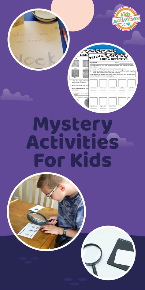 Detective Activities For Preschool, Diy Mystery Game For Kids, Mystery Activities For Kids, Detective Games For Kids, Mystery Party For Kids, Kids Mystery Party, Mystery Stories For Kids, Mystery Activities, Mystery Games For Kids