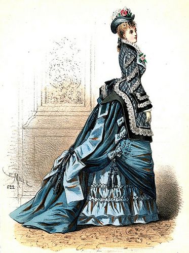 Victorian Fashion Plate 41 1870s Dress, 1870 Fashion, Victorian Gowns, 1870s Fashion, Victorian Era Fashion, 1800s Fashion, Bustle Dress, Victorian Costume, History Fashion