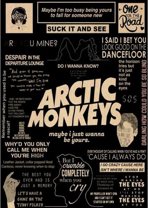 Arctic Monkeys Wallpaper, Bar Wall Art, House Bar, Monkey Wallpaper, Foto Logo, Quotes Music, Band Poster, Vintage Music Posters, Seni Vintage