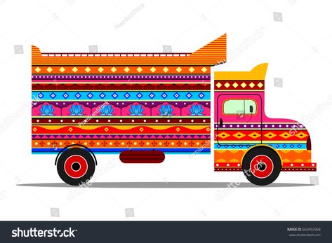 Vector design of truck of India in Indian art style #Ad , #spon, #truck#design#Vector#India Patchwork, Drawing Cartoon Characters Sketches, Truck Art Pakistan, Pakistan Art, Rajasthani Art, Indian Illustration, Elephant Illustration, Truck Paint, Truck Art