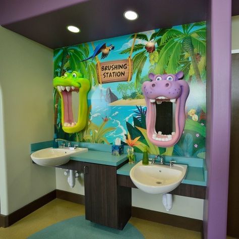 Pediatric Dentist Office Design Pediatric Dentistry Office, Pediatric Dental Office Decor, Kids Dental Office, Pediatric Dental Office Design, Pediatric Office Decor, Children Hospital Design, Dental Design Interior, Pediatrician Office, Dentist Office Design