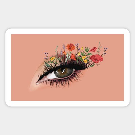 Eyelashes made of flowers -- Choose from our vast selection of stickers to match with your favorite design to make the perfect customized sticker/decal. Perfect to put on water bottles, laptops, hard hats, and car windows. Everything from favorite TV show stickers to funny stickers. For men, women, boys, and girls. Lashes Illustration, Lash Illustration, Village Logo, Eye Lash Art, Lash Art, Lips Art Print, Lips Art, Framed Tattoo, Unframed Art Prints