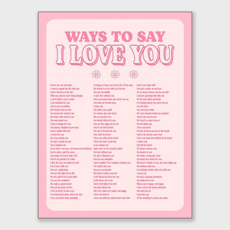 PRICES MAY VARY. Trendy Light Pink Romantic Love Quotes Ways To Say I Love You Girly Posters Sizes Are: 12x16 Inches (30x40cm), 16x24 Inches (40x60cm), 24x36 Inches (60x90cm) Unframed,Modern Minimalist Home Decor Canvas Wall Art Is Perfect for Your Home Fashion Prints Wall. GREAT DECORATION：These Versatile Wall Decorations Add Brilliant and Colorful Colors To Your House Unique Design HIGH QUALITY - High Definition Artwork, Printed on Premium Museum-quality Canvas Using Archival Inks for Fade Res Organisation, Retro Coquette, Wall Art Y2k, Art Y2k, Coquette Room Decor, Preppy Dorm, Coquette Room, You Are Incredible, Romantic Wall Art