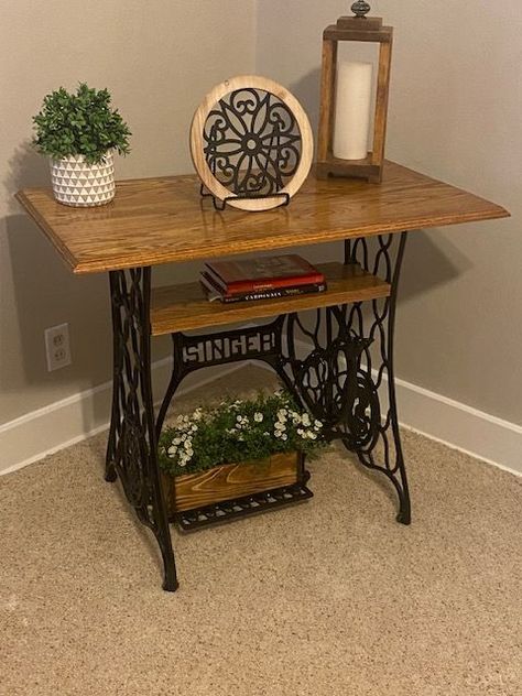 Singer Sewing Machine Repurposed, Singer Table, Antique Sewing Machine Table, Old Sewing Machine Table, Sewing Table Repurpose, Singer Sewing Tables, Singer Sewing Machine Table, Sewing Machine Tables, Antique Sewing Machines