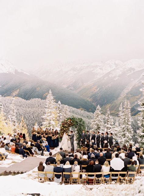 Winter Weddings—What You Need to Know Before, and While, You Plan | Vogue Snowy Wedding Ideas, The Little Nell Wedding, Little Nell Aspen Wedding, Snowy Wedding Venues, Snowy Mountain Wedding, Winter Wedding Boots, Winter Wedding Trends, Whistler Wedding, Winter Mountain Wedding