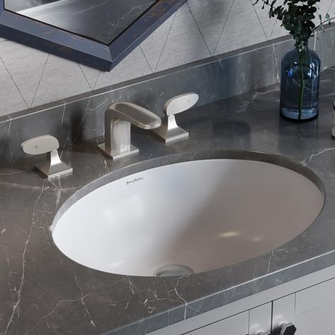 Easy Under-Counter Installation. Durable Non-Porous Finish. Easy-to-Clean Polished Surface. Pairs well with any faucet. 1 Year Limited Warranty Included. Dimensions 19.3 x 16.1 x 8.25 -in. Swiss Madison Monaco Glossy White Ceramic Undermount Oval Bathroom Sink with Overflow Drain (16.4-in x 19.3-in) | SM-UM622 Porcelain Bathroom Sink, Bathroom Sink Tops, White Faucet, Contemporary Bathroom Sinks, Solid Surface Countertops, Undermount Sinks, Modern Bathroom Sink, Undermount Bathroom Sink, Wall Hung Toilet