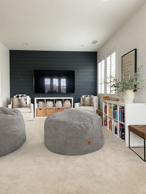 Playroom And Lounge Room, Media Room And Playroom, Teenage Hangout Room Ideas Basements, Small Loft Ideas Upstairs Kids, Bonus Room Upstairs Ideas, Bonus Room Remodel, Kid Family Room, Functional Playroom Family Rooms, Teenage Rec Room