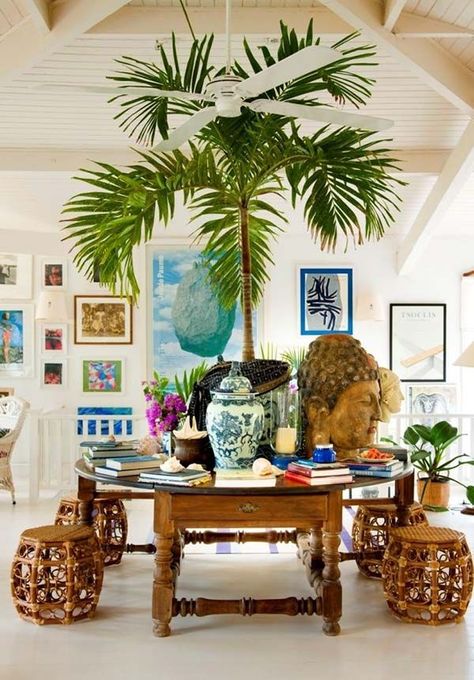 44 Island inspired interiors creating a tropical oasis | 1 Kindesign, inspiring creativity and spreading fresh ideas across the globe. | Bloglovin’ Maximalist Rooms, Maximalist Interior Design, Tropical Interior, Maximalist Interior, Popular Interior Design, Tropical Living, Estilo Tropical, British Colonial Style, Tropical Home Decor