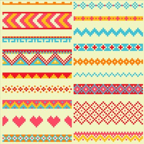 Pixel patterns, geometric shapes Free Vector Pixel Art Geometric Pattern, Pixel Art Pattern Design, Minecraft Pattern, Locker Hooking, Patterns Geometric, Pixel Art Background, Southwestern Patterns, Decorative Lines, Pixel Design