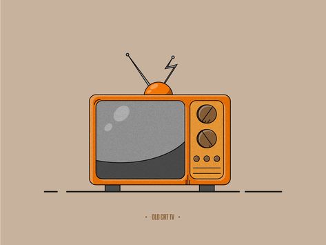 Old TV - illustration by Stefan Devai Croquis, Old Fashioned Tv Drawing, Tv Illustration Art, Old Tv Illustration, Old Tv Drawing, Tv Icon Aesthetic, Retro Tv Illustration, Tv Graphic Design, Tv Doodle