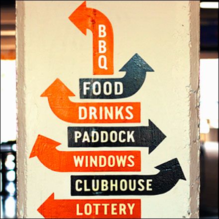 Wayfinding: Retail and Otherwise – Portland Meadows Example Directional Signage, Wayfinding Signs, Retail Signage, Wayfinding Design, Environmental Graphic Design, Wayfinding Signage, Information Design, Big Art, Environmental Design