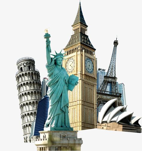 World Landmarks Icons, Around The World Background, Traveling Icon, Landmarks Of The World, Usa Landmarks, World Png, World Landmarks, Landmark Poster, Country Backgrounds