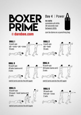 Boxer Prime: 30-Day Fitness Program Boxer Prime, Boxing Workout At Home, Punching Bag Workout, Boxing Workout Routine, Boxer Workout, Lichaamsgewicht Training, Heavy Bag Workout, Home Boxing Workout, Boxing Training Workout