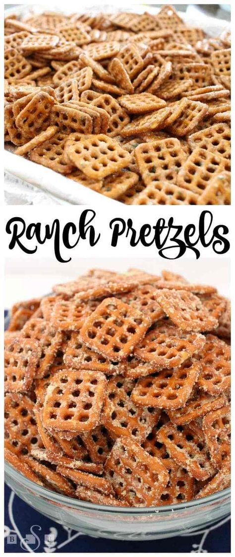 Ranch Pretzels - Butter With A Side of Bread Snacks, Ranch Pretzels, Seasoned Pretzels, Pretzel Snacks, Snack Mixes, Diy Easy Recipes, Coworker Gifts, Pretzels Recipe, Snack Mix Recipes