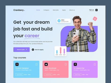 Job Finder Website Landing Page by Mahid on Dribbble Web Development, Landing Page Design, Ux Researcher, Landing Page Ui, Ui Ux Website, Website Landing Page, Washington Usa, Website Design Inspiration, Page Design