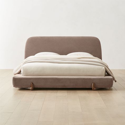 Modern Bedroom Furniture: Unique Beds, Dressers & Nightstands | CB2 Poly And Bark Bed Frame, Platform Queen Bed Frame, Funky Bed Frame, Brown Velvet Bed, Low Headboard Bed, Brown Upholstered Bed, Cb2 Bed, Curved Bed Frame, Brazilian Modernism