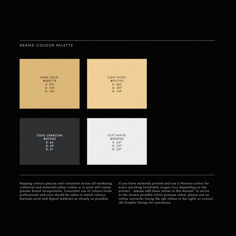 Luxury Brand Identity Colour Palette - Black and Gold - High End Black And Gold Color Palette Branding, Color Palette Gold White, Gold And Black Graphic Design, Black Gold Website Design, Gold And Black Colour Palette, Color Palette Black And Gold, Black White Gold Website Design, High End Branding Color Palette, Luxe Colour Palette