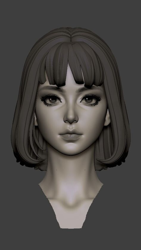 ArtStation - SOME PRACTISE Digital Sculpting, Yandere Face, Anatomy Sculpture, Sculpture Head, 3d Figures, Model Face, Body Drawing, Character Modeling, Drawing Poses