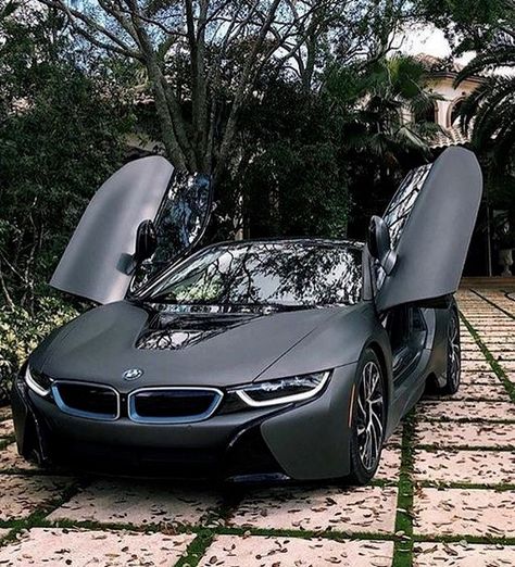 Bmw I8 Black, Matte Black Bmw, Mclaren P1 Black, Prom Car, Matte Cars, Matte Black Cars, Bmw Sports Car, Mobil Bmw, Bmw Black