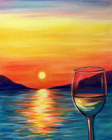 Tela, Sillouette Painting, Pinots Palette Paintings, Acylic Painting, Wine And Paint Night, Ideas Cuadros, Palette Painting, Beautiful Beach Scenes, Beach Scene Painting