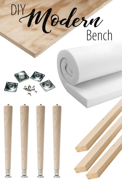 How to build a modern bench! #diy #bench #diybench #uphosteredbench #blackandwhite #blackandwhitebench #entryway #coatrack #mudroom Modern Bench Diy, Dining Bench Diy, Tapis Diy, Making A Bench, Bench Diy, Diy Dining, Modern Bench, Diy Bench, Fabric Boxes