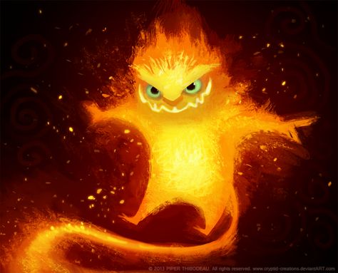 Fire Imp Cute Fire Elemental, Fire Animal Fantasy Art, Fire Monster Concept Art, Fire Creature Art, Wildfire Spirit Dnd, Fire Spirit Art, Fire Monster Art, Fire Character Design, Fire Creature