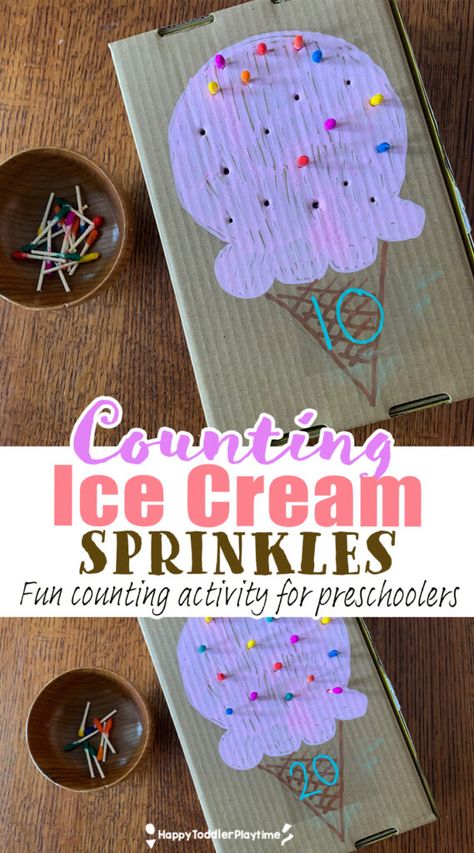 Ice Cream Large Motor Activities, Ice Cream Curriculum Preschool, Ice Cream Theme Toddler Activities, Ice Cream Theme Activities For Toddlers, Ice Cream Crafts Toddlers, Ice Cream Centers Preschool, Toddler Ice Cream Activities, Prek Ice Cream Activities, Math Toddler Activities