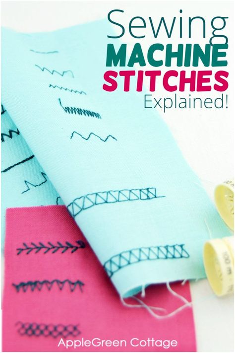 Check out these basic sewing machine stitches you'll need to know when you start sewing. Are you a sewing beginner and would like to learn how to sew? Basic stitches for your sewing machine explained and shown: straight stitch, zig-zag stitch, triple zigzag stitch, overcast stitch or mock overlock stitch, blind hem stitch, stretch stitches and decorative stitches clearly explained, why and how to use them, and photos make it super easy to learn to sew - check them out! Sewing Machine Stitches Guide, Couture, Sewing Machine Stitch Guide, How To Back Stitch On A Sewing Machine, Sewing Machine Decorative Stitches, Blanket Stitch On Sewing Machine, Overcast Stitch Sewing Machine, Sewing Stitches Machine, Different Stitches Sewing