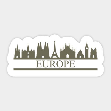 skyline europe -- Choose from our vast selection of stickers to match with your favorite design to make the perfect customized sticker/decal. Perfect to put on water bottles, laptops, hard hats, and car windows. Everything from favorite TV show stickers to funny stickers. For men, women, boys, and girls. Europe Stickers, Design Stickers, Bullet Journal Design Ideas, Indian Prints, Voyage Europe, Travel Stickers, Digital Stickers, Journal Design, Aesthetic Stickers