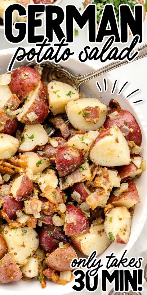 German Potato Salad Austria Potato Salad, Make Ahead German Potato Salad, Red Potato Salad With Ranch Dressing, German Potato Salad Dressing, Vinegar Potato Salad Recipe, German Potato Salad No Bacon, Potato Salad With Mini Potatoes, Picnic Potato Salad, German Potatoes Salad